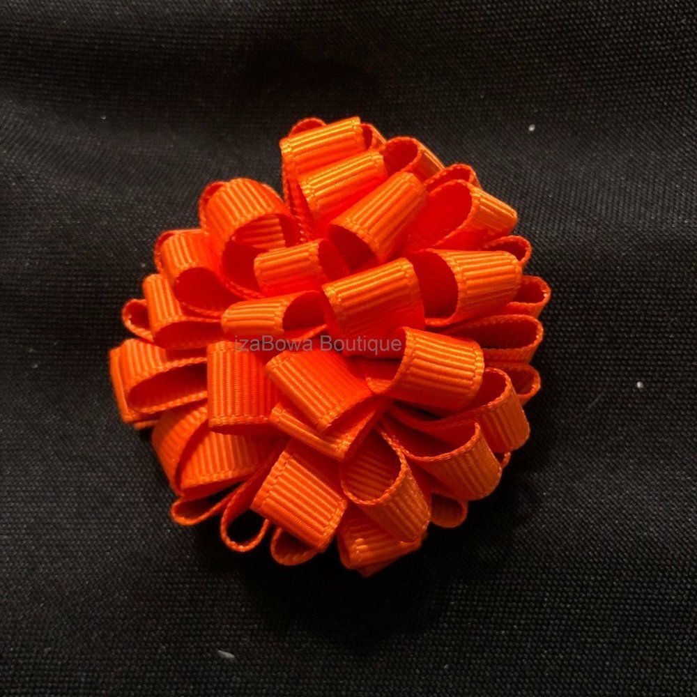 Bright Orange 2 1/2" Loopy Bow HANDCRAFTED  4B2439  NWT boutique